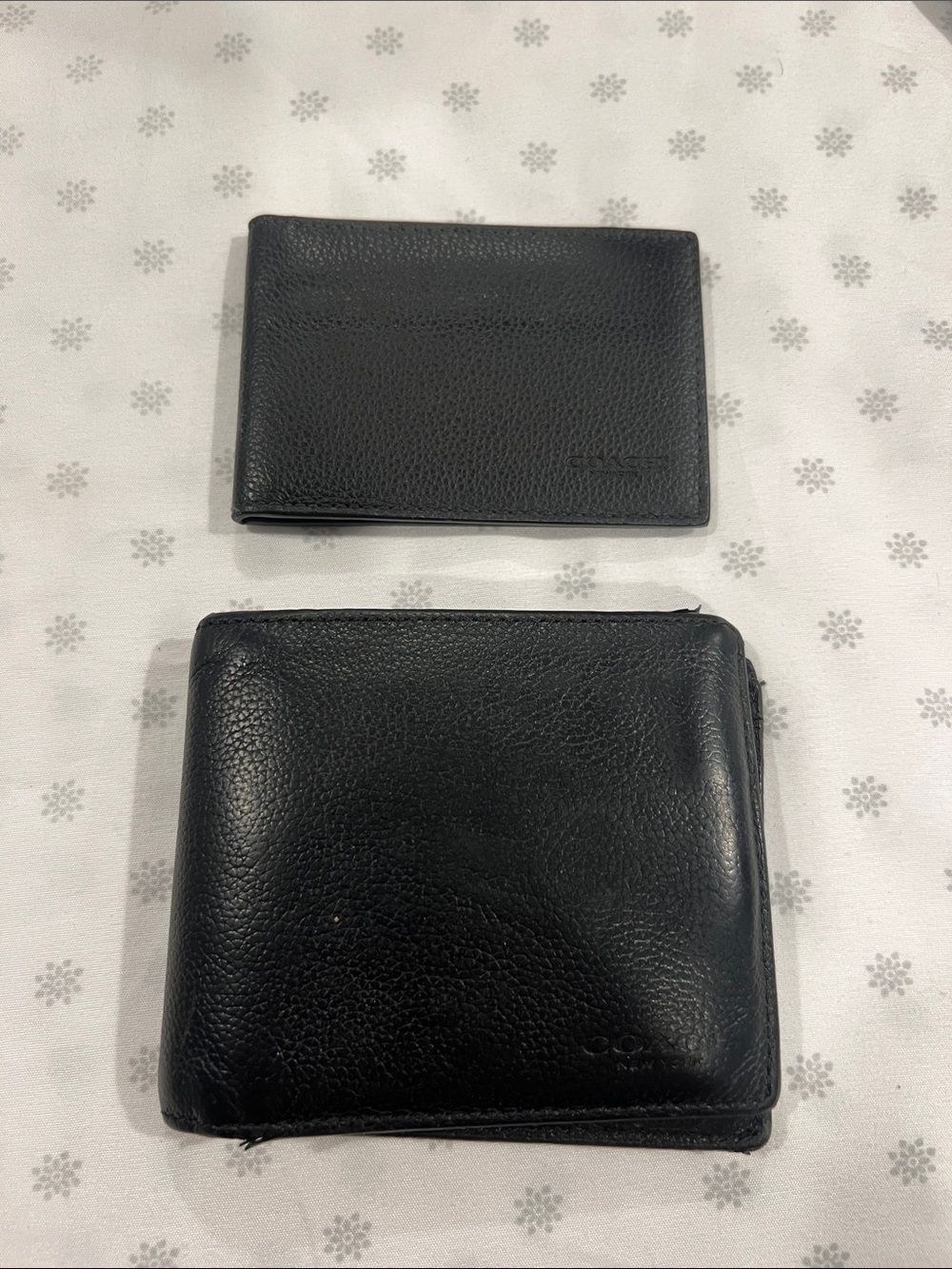 Coach Black Leather Money Clip Wallet Set